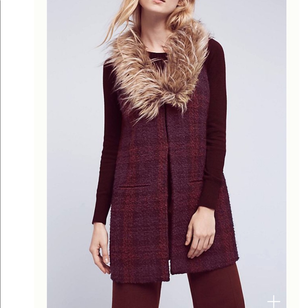 Anthropologie Vest with Removable Fur Collar